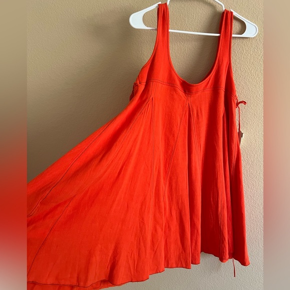 NWT Topshop Topstitch Linen Orange Mini Dress, 6 - Picture 5 of 7